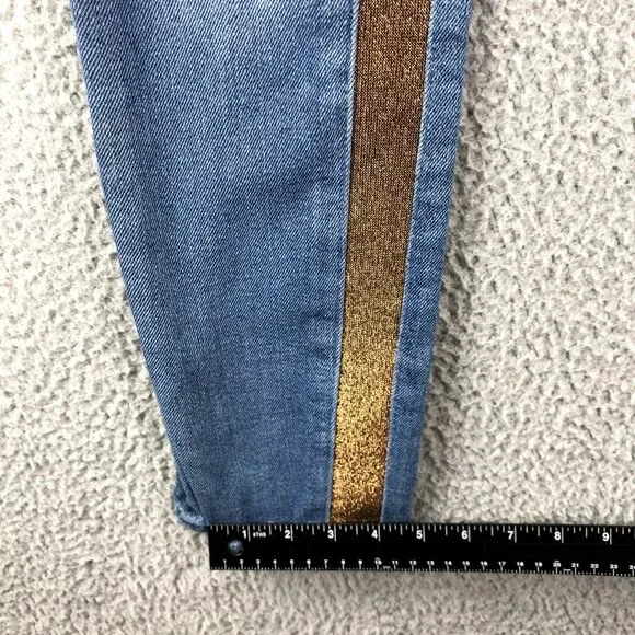 7FAM Womens Size 26 Luxe Vintage High Waist Copper Stripe Skinny Ankle Jeans - Picture 15 of 16